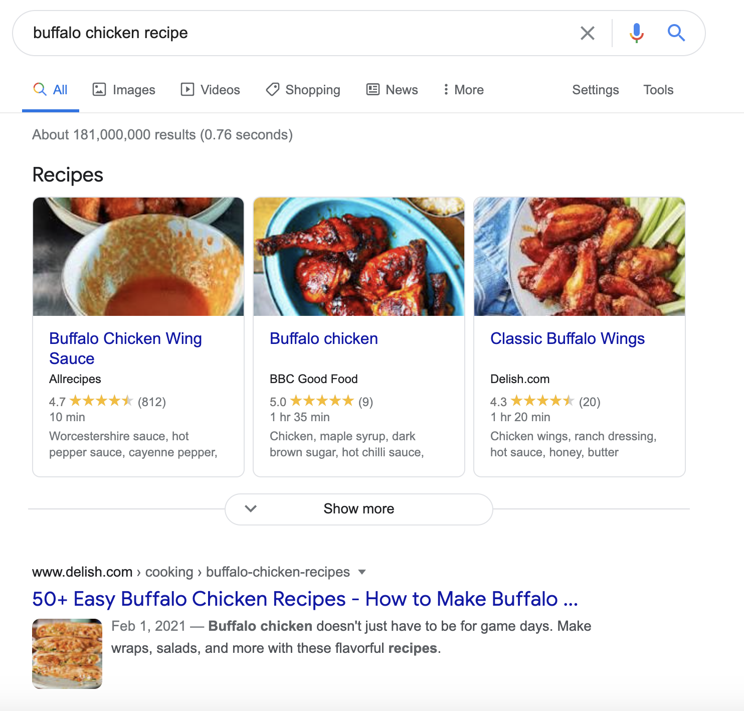 buffalo chicken recipe structured data